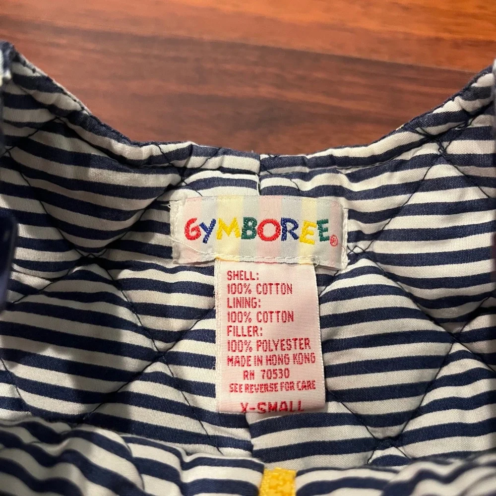 Vtg Gymboree Kids XS Navy Blue Celestial Sun Moon Star Quilted Snowsuit Bunting